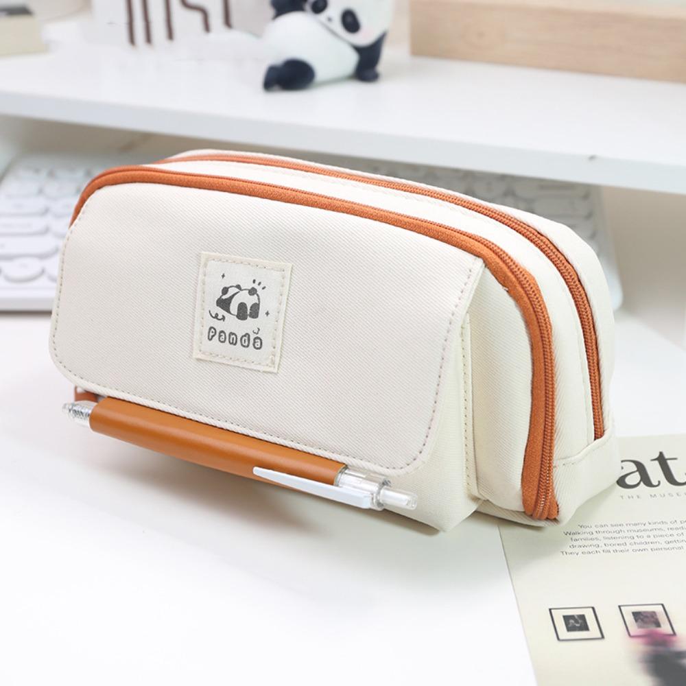 Large Capacity Pencil Case Cartoon Panda Storage Bag Durable Stationery Bag School Office Supplies