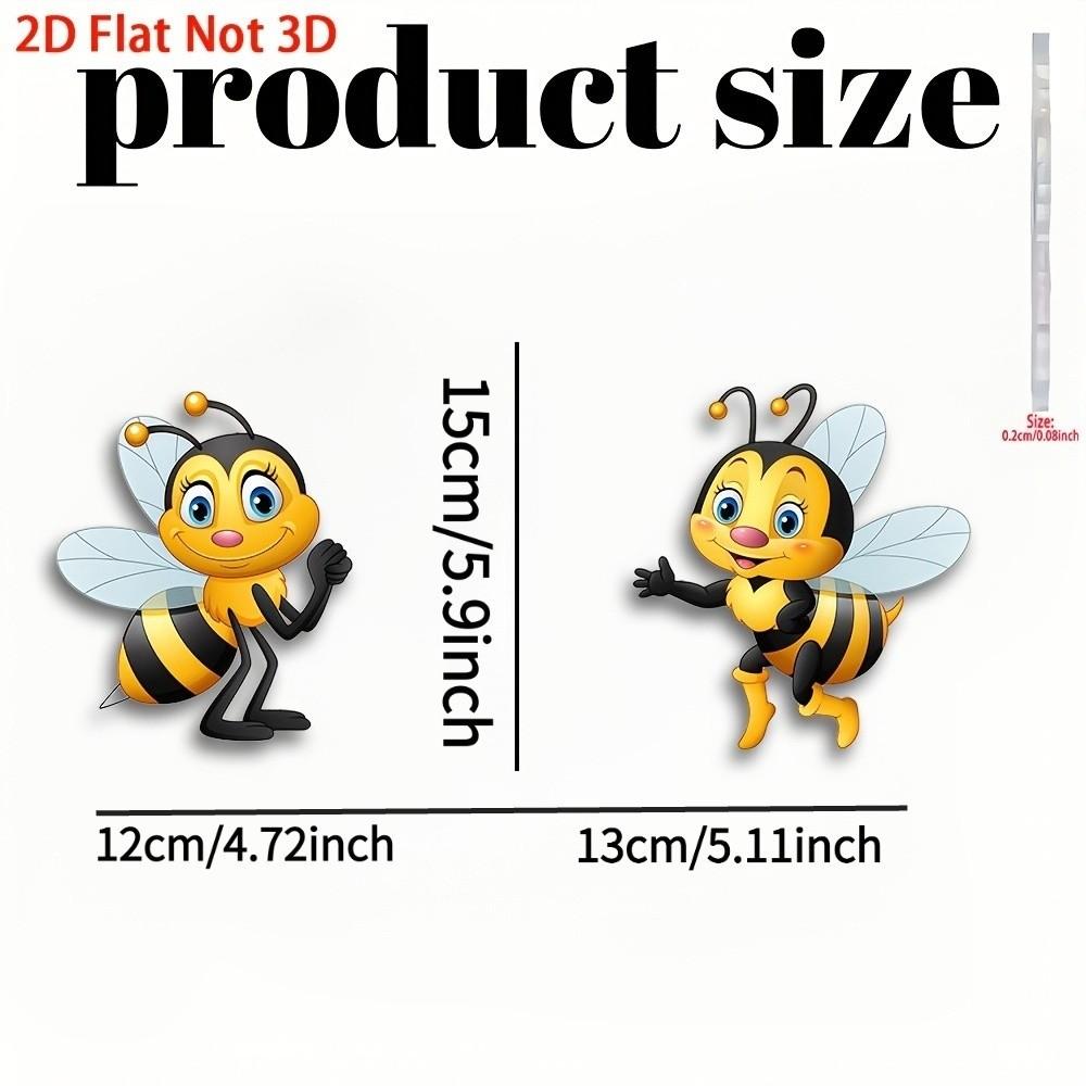 2Pcs Sun Resistant Garden Bee Hanging Plaque 2D Flat Outdoor Bee Art Hanging Courtyard Outdoor
