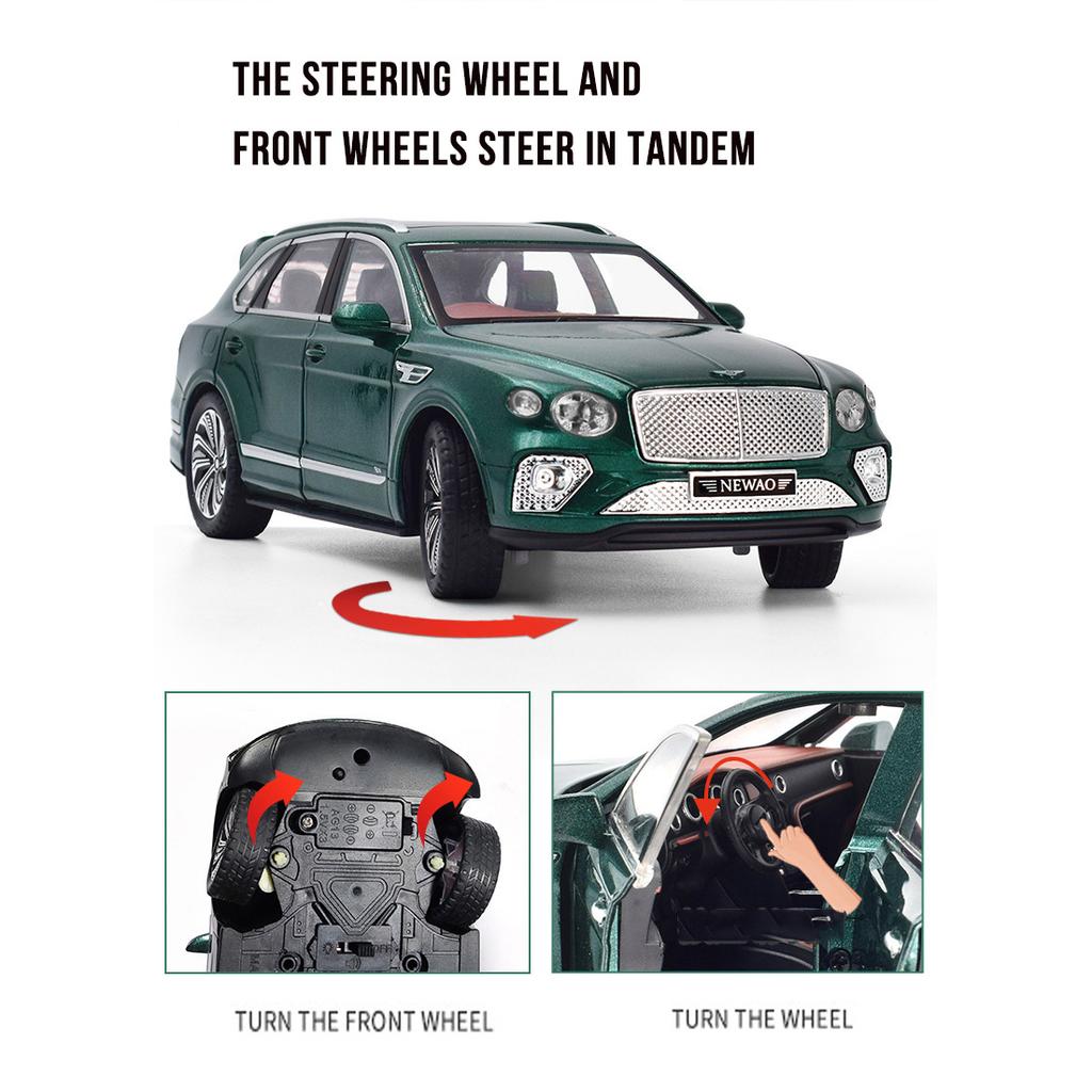 1/24 масштаб Bentley Bentayga, литая под давлением модель автомобиля, игрушечный автомобиль с откатным механизмом, звуком и светом для детей, коллекция подарков для мальчиков и девочек