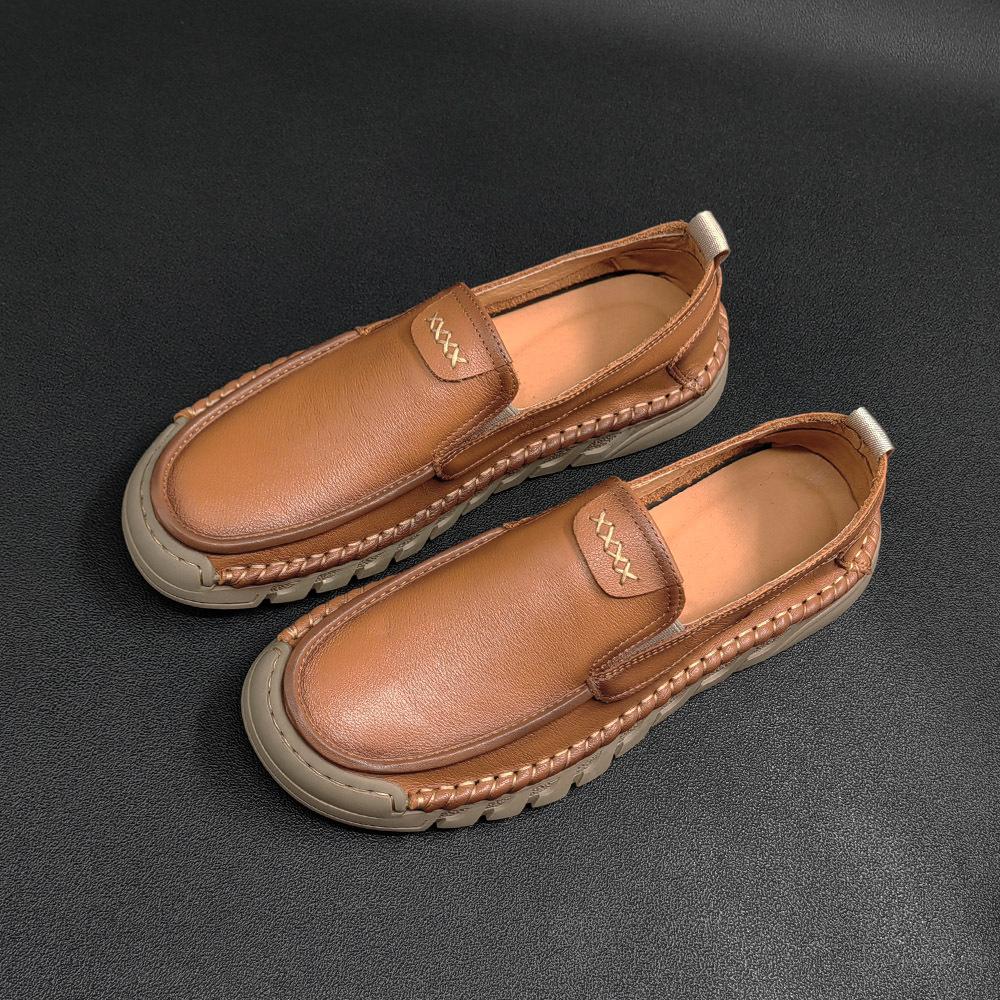 Мужские туфли Bean из натуральной кожи One Step Lazy Shoes Мужская модная универсальная повседневная обувь ручной работы