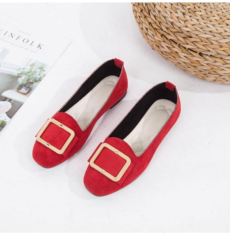 Women's Large Size Beef Tendon Sole Square Toe Shallow Fashion Suede Shoes