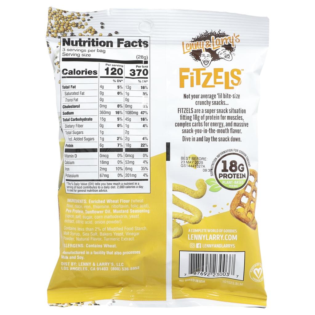 Lenny & Larry's, Fitzes™, Protein Pretzels, Boozy Mustard, 8 packs, 3 oz (85 g) each