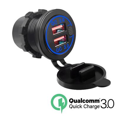 Автомобильное зарядное устройство Dual USB QC3.0, розетка для быстрой зарядки с вольтметром и переключателем, 12 В/24 В, автомобильное зарядное устройство для телефона, розетка