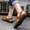 Летние мужские кожаные пляжные сандалии большого размера Мужские сандалии с закрытым носком