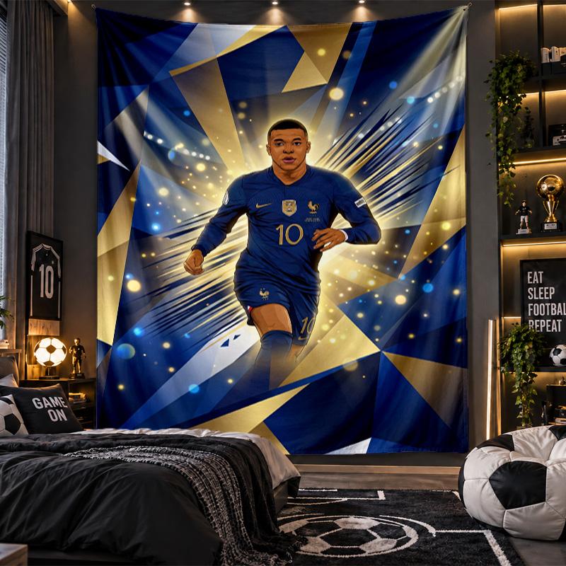 Wall Hanging Tapestry Kylian Mbappe Print Cloth for Living Room Bedroom Home Decor