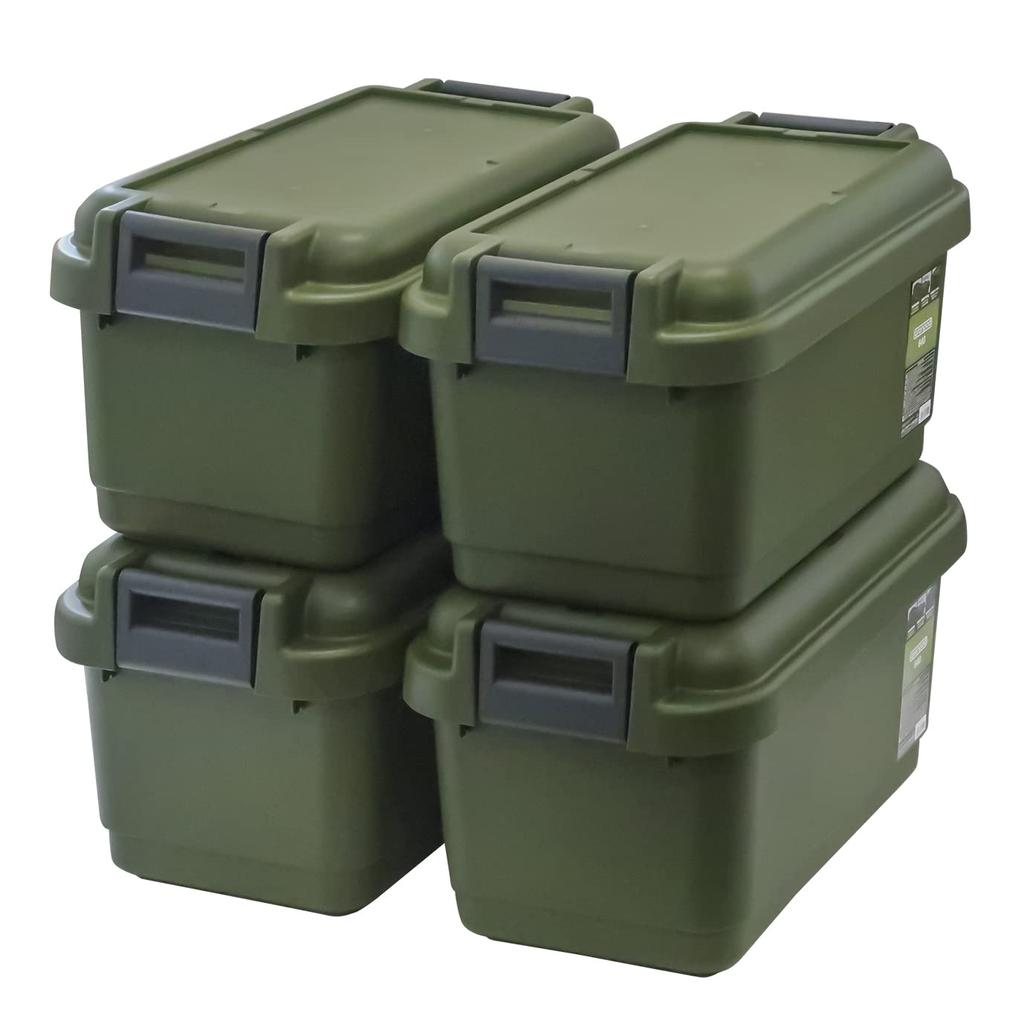 JEJ Ящик для хранения Astage Сделано в Японии Простой герметичный тип с прокладкой Уличный походный табурет Грузоподъемность 100 кг Штабелируемый Контейнер 53 л Зеленый Ширина 64 x