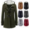 Women Warm Long Sleeve Pullover Blouse Hooded Jacket Coat Horn-buckle Hooded Outerwear