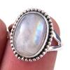 Natural Rainbow Moon Stone Gemstone Handmade 925 Sterling Silver Ring S.6 n2V92