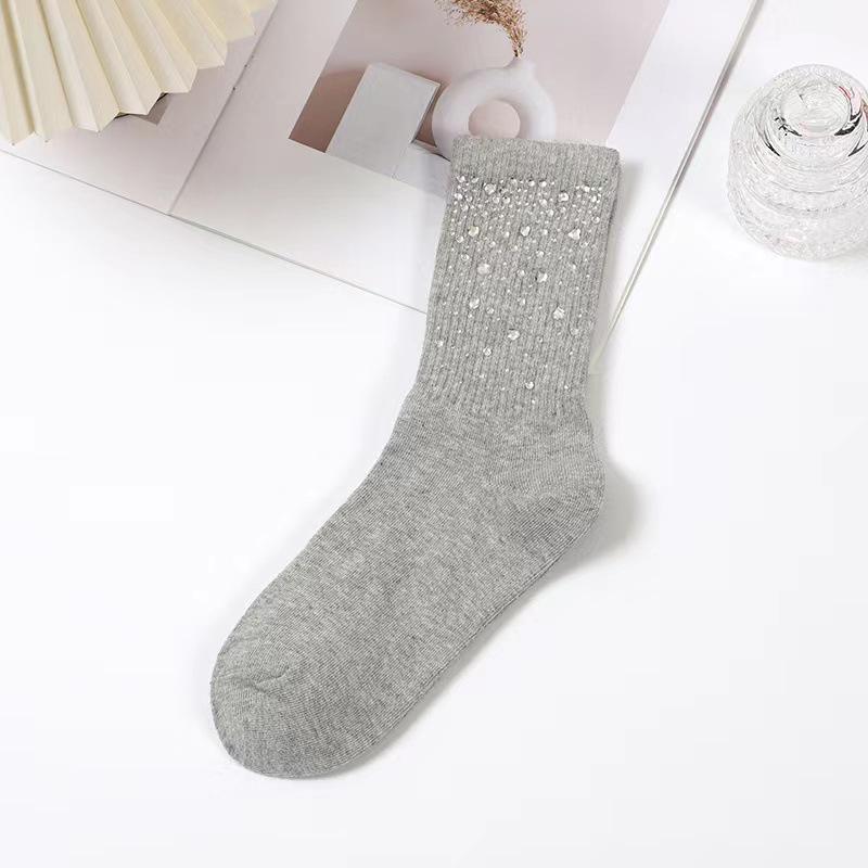 2023 Starry Sky Diamond Cotton Socks - Elegant, Heavy-Duty, Light Luxury, All-Match, Mid-Length