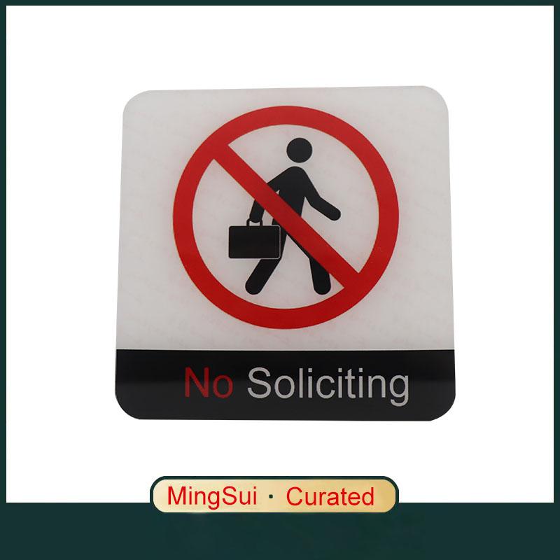 Acrylic Creative Signage No Soliciting Sign Wall Label Sticker Warning Badge for Residential Communities Office Commercial Stores Hospitals Schools