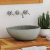 VidaXL Oval River Stone Washbasin, Hand Wash Basin, Countertop Washbasin for Toilet Powder Room Bathroom Home, 242667