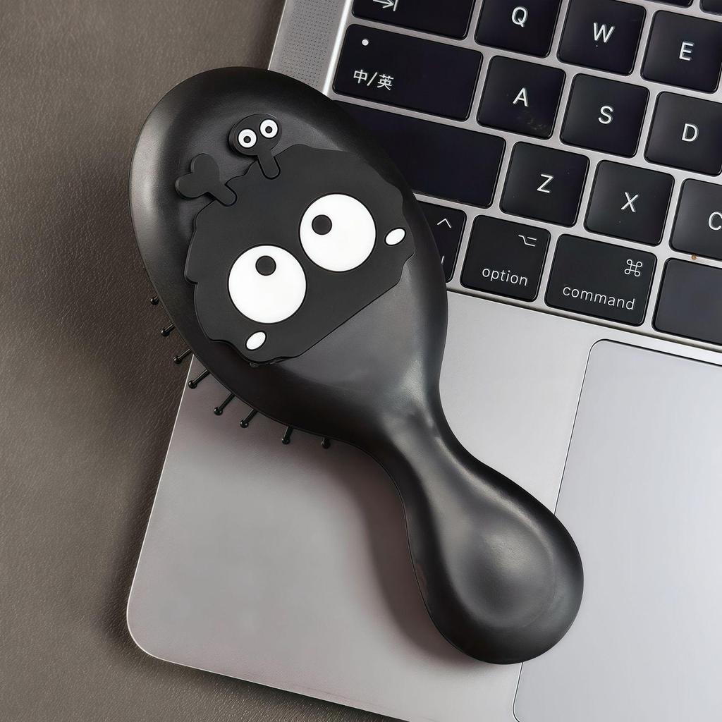 Portable Cute Coal Air Cushion Comb & Mirror Set: Children's Massaging Hairdressing Tool for Girls