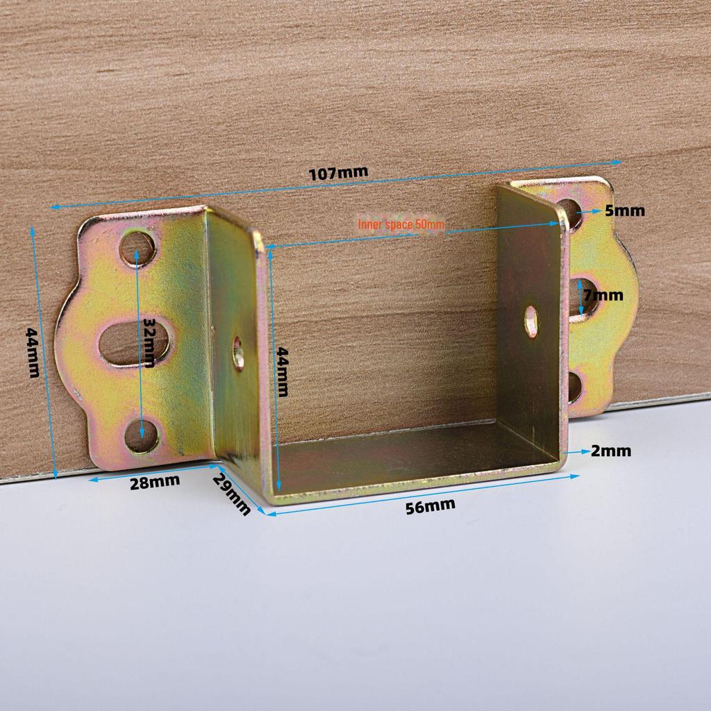 Thickened Bed Hinge with Support Hardware for Furniture - Wooden Square Bar Connector for Bed Frame