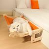 Cat Hammock Window Perch Adjustable Cat Bed with Wood Frame No Drilling Pet Hammock for Bedside Windowsill Indoor Cats