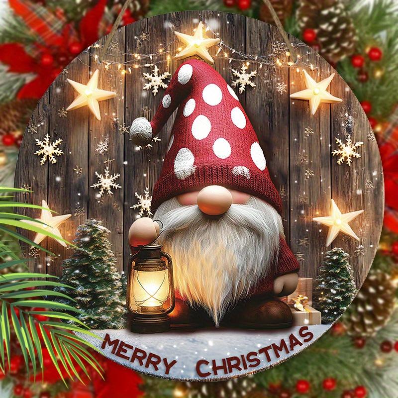 Очаровательная деревянная табличка «Гном Рождество», круглая табличка «Веселого Рождества» с гномом для декора на входную дверь, стену, идеальное рождественское украшение