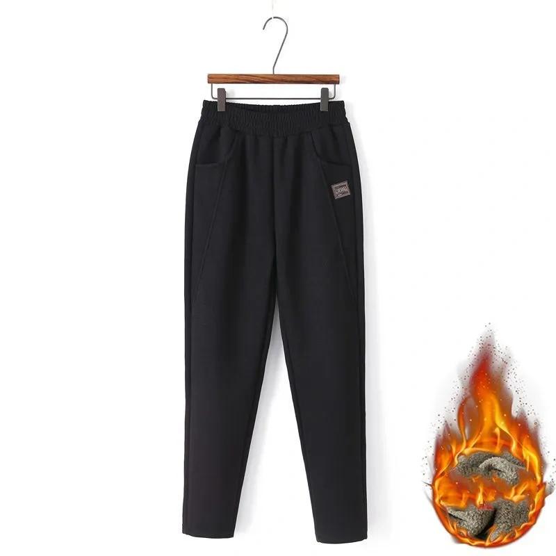 Спортивные брюки для женщин среднего возраста, осень-зима, флис, утепленные, тренировочные брюки, эластичный пояс, шаровары, женские, удобные, повседневные брюки