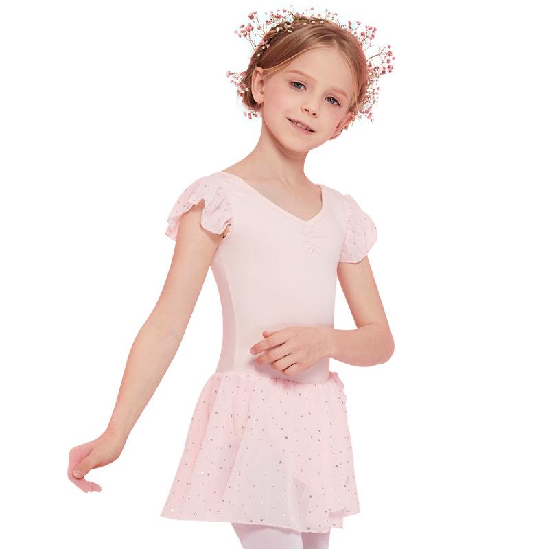 Girls' Summer Ballet Dance Dress - Short-Sleeved Toddler Chinese Skirt
