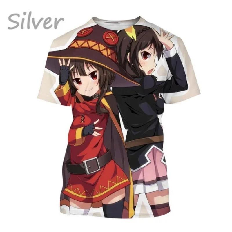 Летняя Классическая Аниме Мужская Повседневная Футболка Новая KonoSuba 3D Печать Личность Уличный Харадзюку Крутая Футболка с коротким рукавом