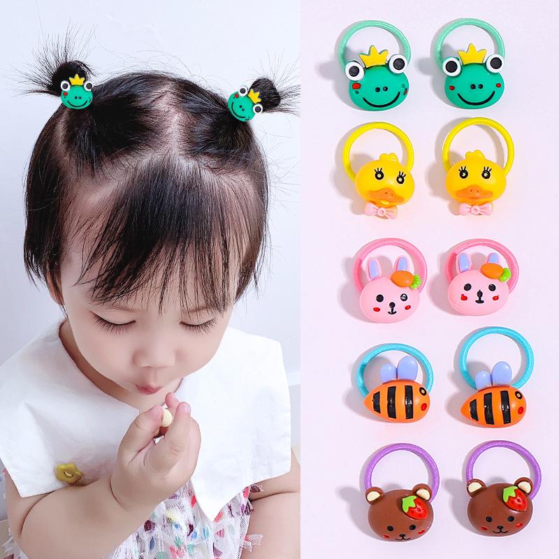 10PCS/Set 2CM Mini Cartoon Baby Girls Hair Ties Children HairBands Ponytail Elastic Rubber Band Newborn Hair Accessories