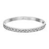 Women's Bangle Bracelet - LOTUS Style - Stainless Steel - Cubic Zirconia - White - Elegant and Modern