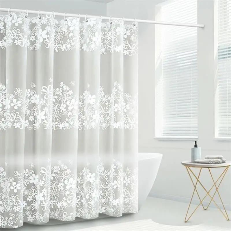 Translucent Partition Curtain for Bathroom Grid Shower Curtain PEVA Anti Mold and Waterproof Multi Color Design