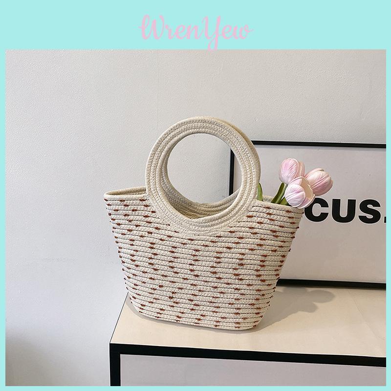 Grass Weaving Bag Summer Fashion Casual Straw Craft Large Capacity For Daily Use