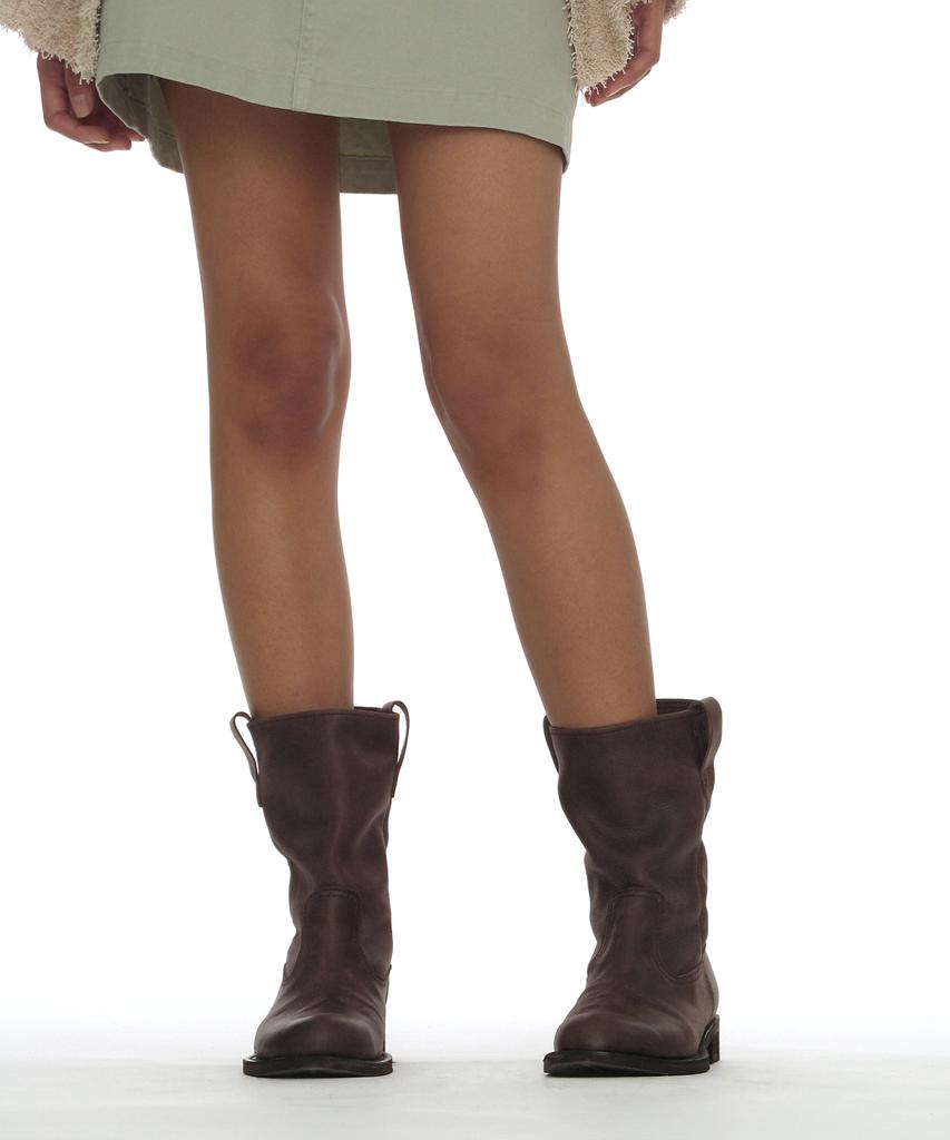 Partimento Women Wrinkled Leather Pecos Boots_Brown