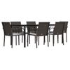 VidaXL Garden Dining Set 7 Pcs Cushions Wicker Steel 3186965