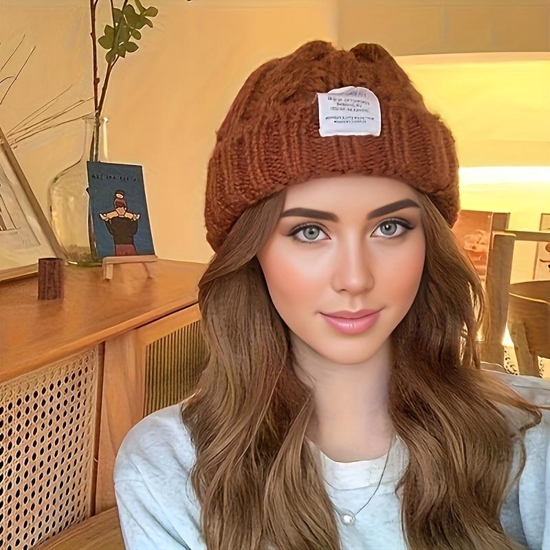 Женская эластичная шапка-бини, зимняя шапка-череп, мягкий повседневный головной убор, универсальная мода, удобная теплая шапка