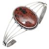 Mahogany Obsidian Gemstone Ethnic Silver Jewelry Cuff Bracelets7''Adjustable