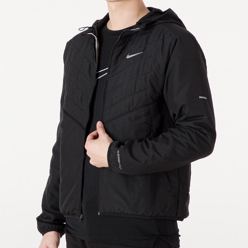 Nike Мужская ветрозащитная куртка с капюшоном для бега и тренировок Therma-FIT Черная DD5645-010