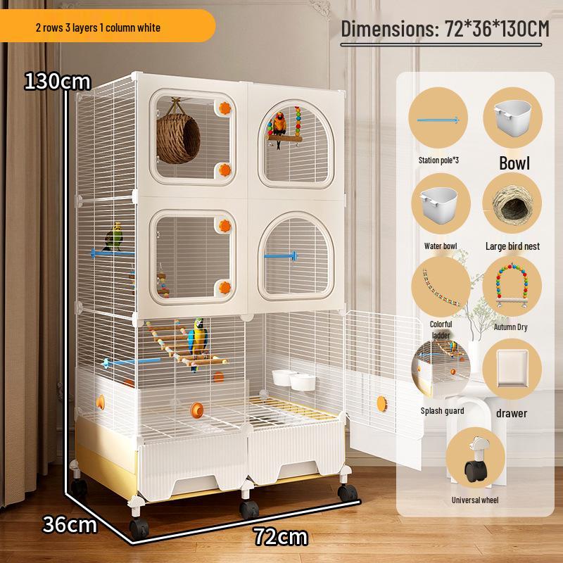Большая клетка для попугаев Hao Lei De Zhu с защитой от брызг для кореллы, волнистого попугайчика, неразлучника, солнечной конуры