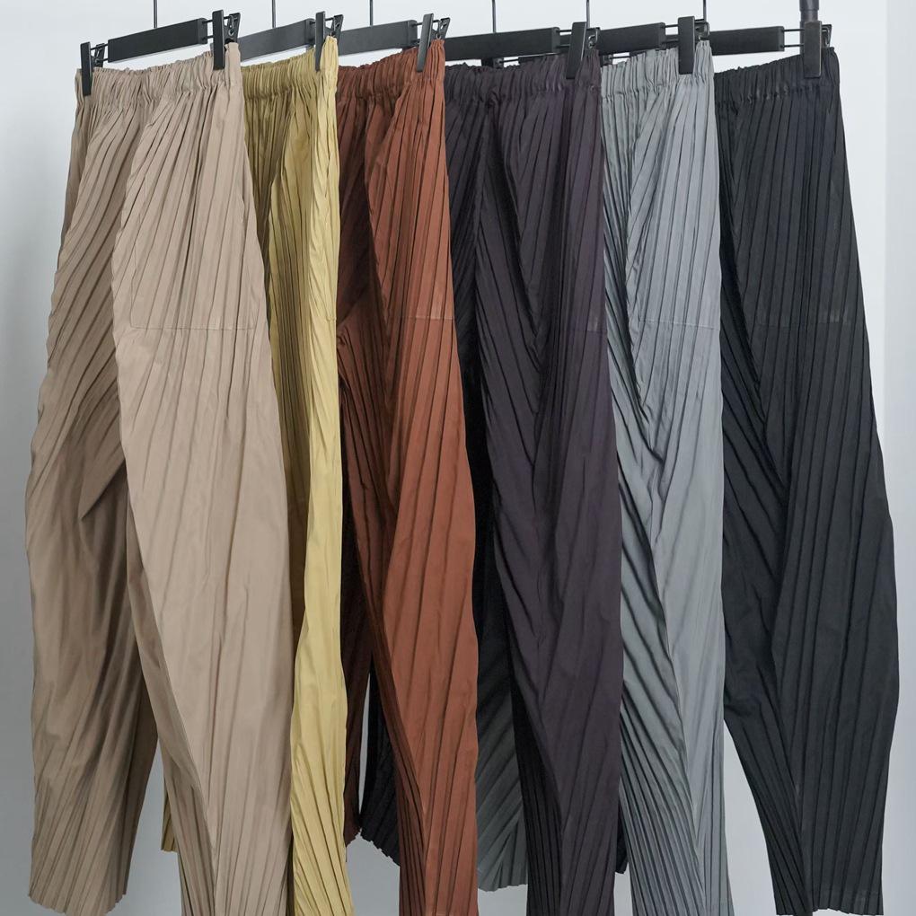 Miyake Women's Elastic Waist Pleated Harem Pants - Spring/Autumn Fashion Casual Lantern Style