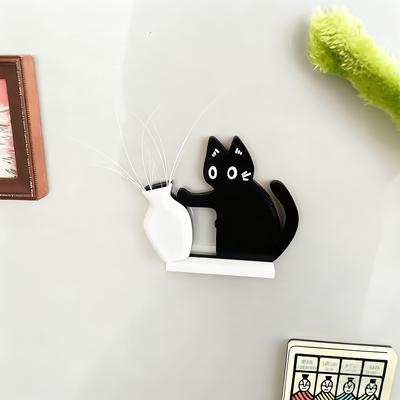 10 шт. Акриловый магнит на холодильник «Кот толкает бутылку» с магнитом - Для хранения кошачьих усов или цветочных композиций Подарок для любителей кошек
