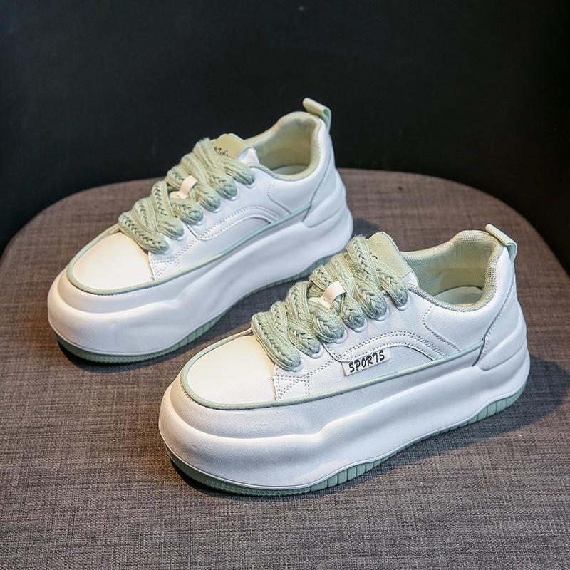Женские белые массивные кроссовки, женская спортивная обувь на платформе, осенняя мода, кроссовки для бега на шнуровке, женские кроссовки на толстой подошве