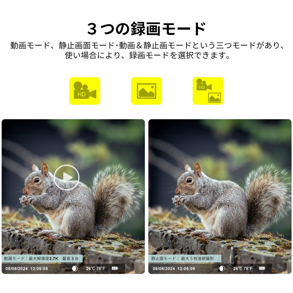 KJK Trail Miniature Security Wildlife Monitoring 36MP Still Battery Night Motion IP66 Waterproof Outdoor Indoor Surveillance 32GB Memory Card Included