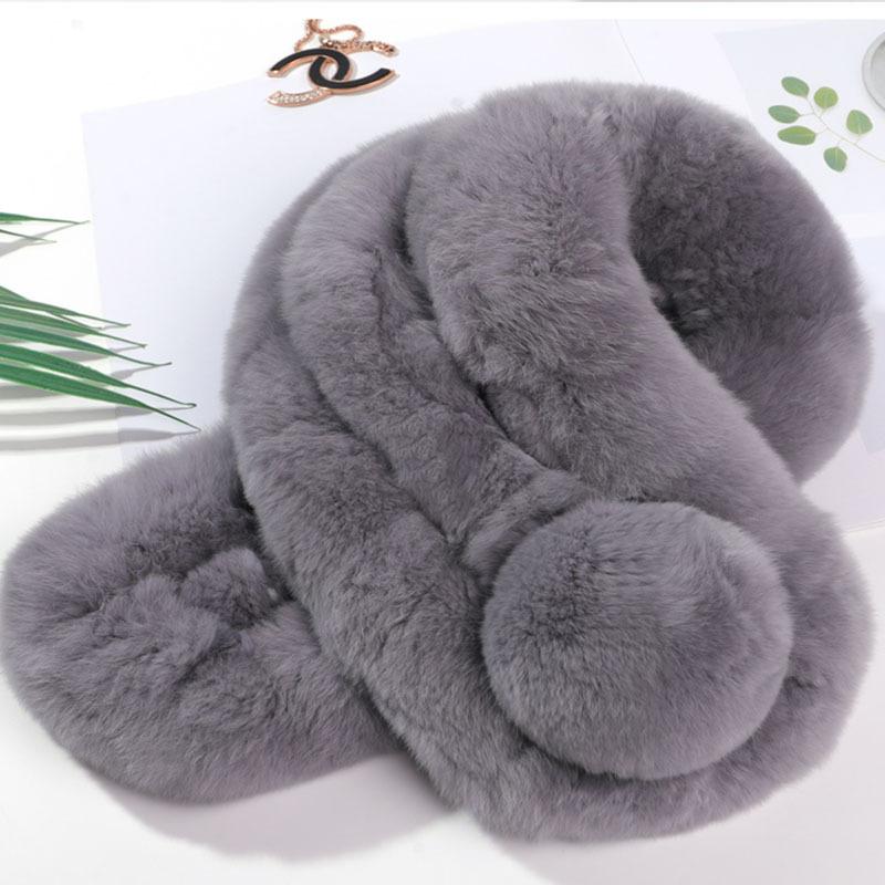 Real Rabbit Fur Scarf, Thickened Rex Rabbit Hair Big Ball Three-tube Japanese Scarf for Men and Women In Autumn and Winter, Keeping Women's Neck Warm