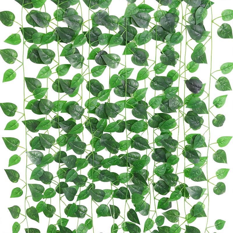 Зеленая искусственная виноградная лоза для декора стен в помещении и на балконе
