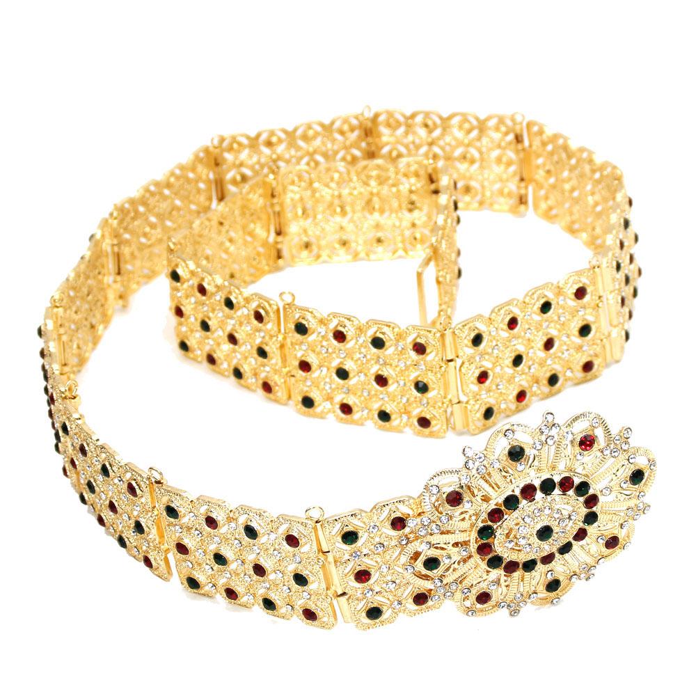 Женский пояс золотого цвета, металлическая поясная цепочка со стразами, свадебные украшения с цветком