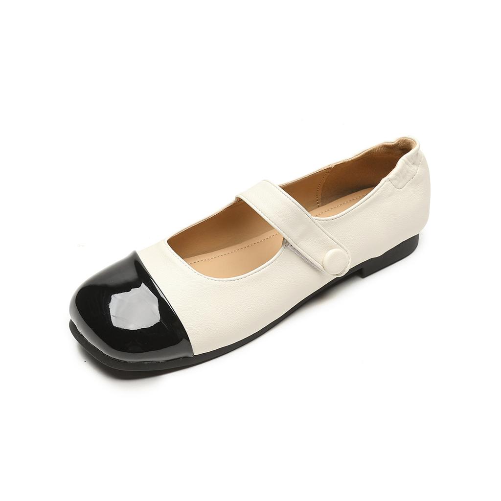 Weiwei Girl 222-30 French Mary Jane Shoes Women's Word with Light Mouth Soft Bottom Round Head Color Matching Flat Sole Single Shoe