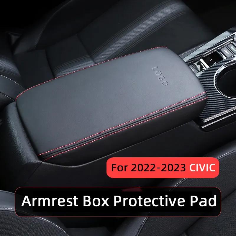 For Honda Civic 11th Gen Civic Car Armrest Mat Center Storage Box Pad Protector Leather Cover Decoration Accessories