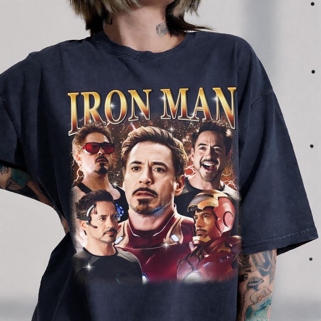 Vintage Iron Man Marvel Shirt, Robert Downey Jr Graphic T-Shirt, Retro Comic Movie Merch Y2K, Superhero Fan Gift, Avengers Shirt