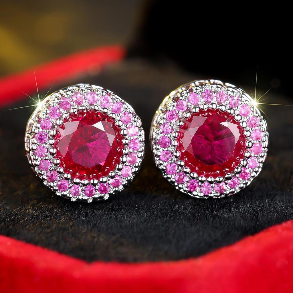 Новые серьги-пусеты круглой формы с полным бриллиантом в гонконгском стиле для женщин - Европейский и американский высококлассный полый дизайн, инновационные и стильные украшения