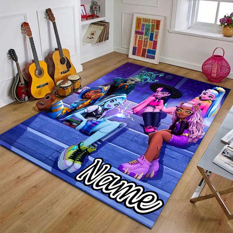 Custom Monster High Draculaura Mat Personalized Name, Polyester Washable Indoor Entryway Rug, Gift for Christmas, Easter, Thanksgiving Day