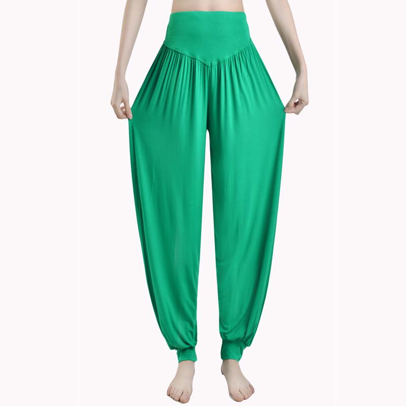 Женские брюки для йоги, эластичные женские брюки, свободные модальные хлопковые мягкие танцевальные шаровары