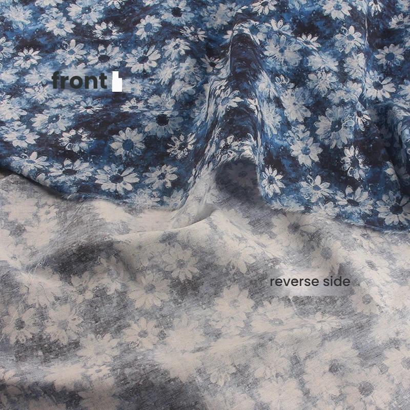 Имитация тай-дай синий краситель Цветочный принт Хлопковый поплин Тонкая ткань для DIY Детская одежда Ручная работа Аксессуары хлопковая ткань