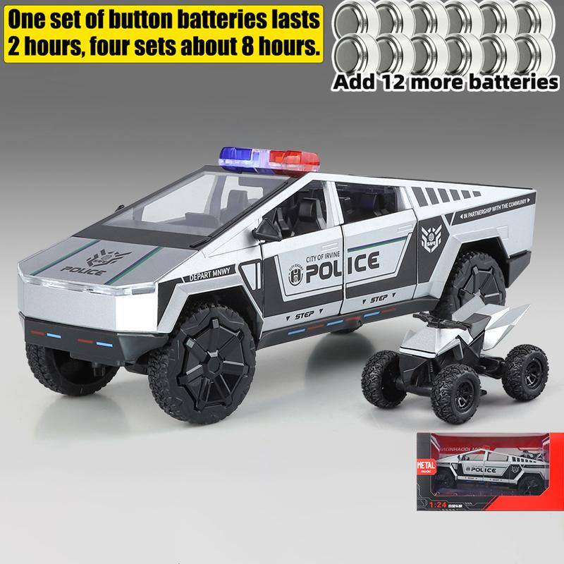 1/24 Полицейский Cybertruck Tesla Внедорожник Сплав Металл Литая Модель Автомобиля Коллекции для улицы Классическая Модная Игрушка Украшения Валюнтин Дети