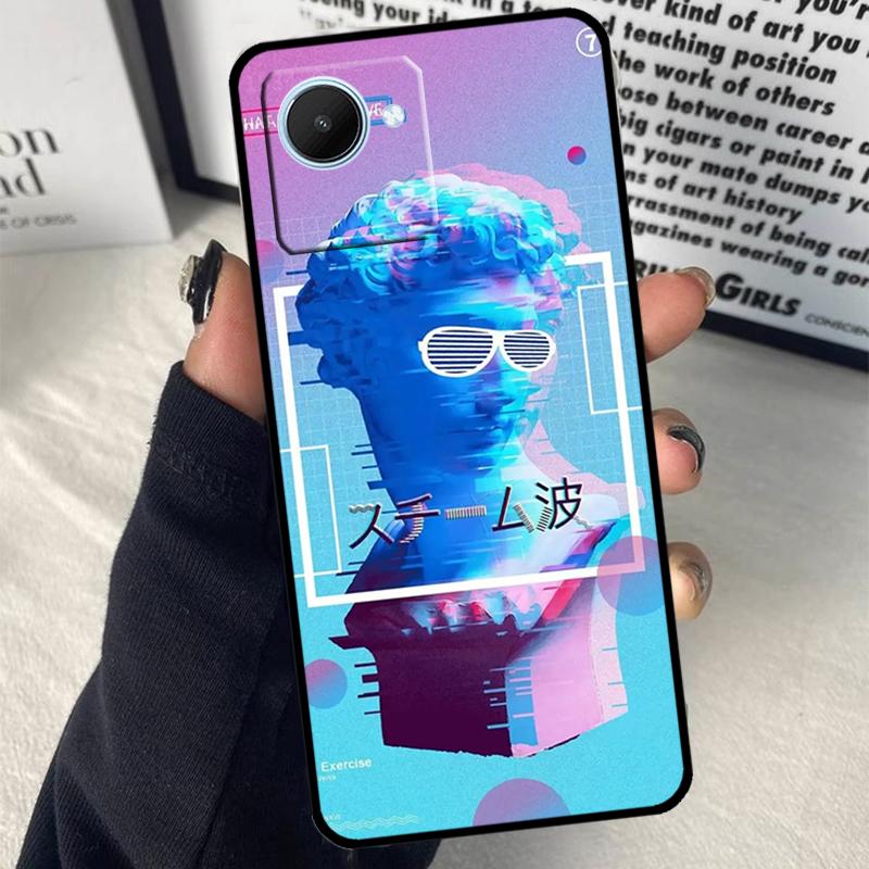 Ретро-кибер статуэтка «Великая волна» для Realme C75 C55 C71 C61 C53 C33 C63 C51 C65 C67 11 12 13 14 15 Pro Plus GT6 GT7 Pro Чехол