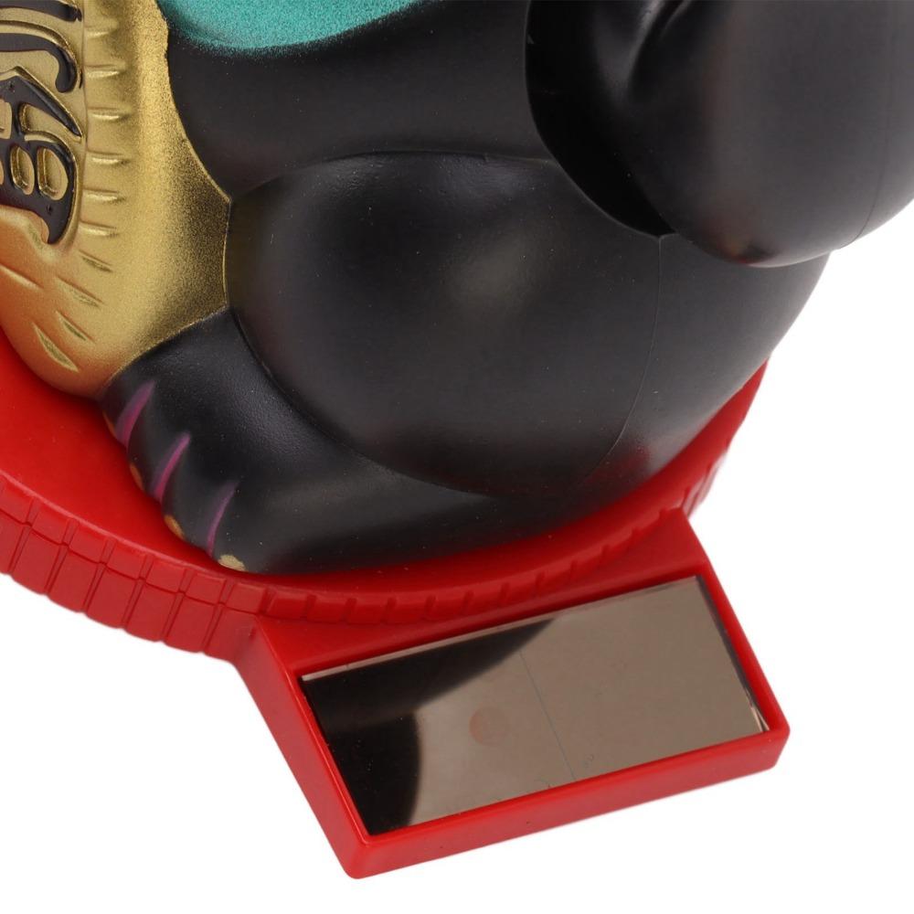 Plastic Rotatable Base Fortune Cat White & Gold & Black Car Dashboard Cat Ornament  Home Decoration