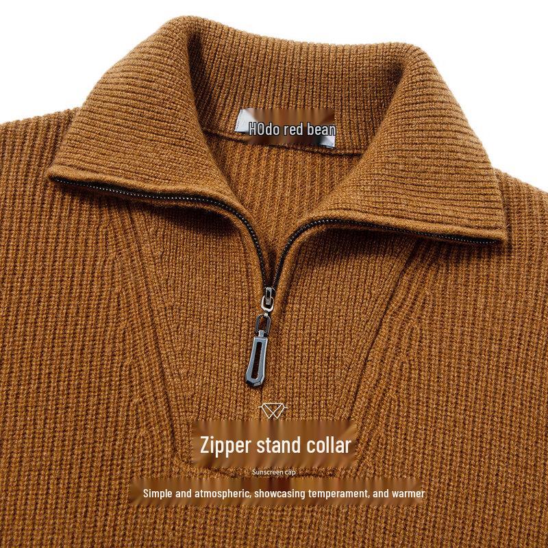 Мужской свитер Hodo из 100% мериносовой шерсти с высоким воротником на молнии